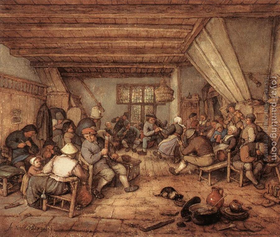 Adriaen Jansz Van Ostade : Feasting Peasants in a Tavern